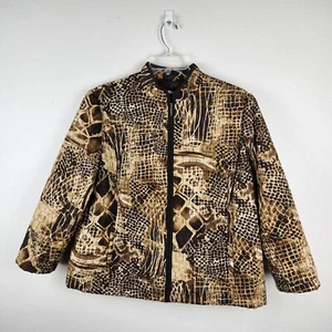 Requirements Quilted Jacket Animal Print Full Zip Long Sleeve Lightweight Sz XL? - Picture 1 of 6
