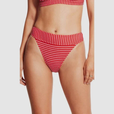 $68 Seafolly Mujer Rojo Rayas Cintura Alta Bikini Parte Inferior Traje de Baño Talla AUS8/US4 Foto 1 de 2