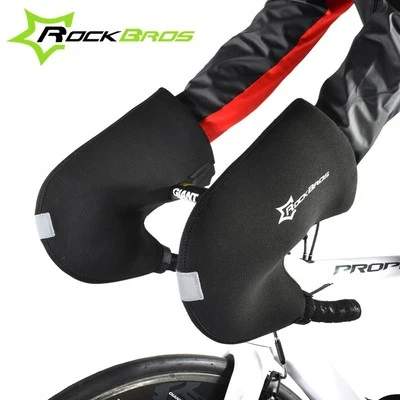 RockBros Winter Cycling Gloves Road Bike Bar Handlebar Warm Mittens Mitts Black - Image 1 of 4