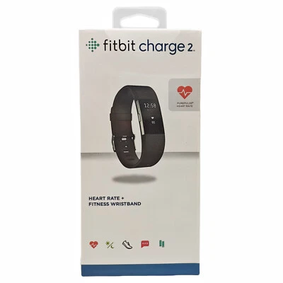 NEW Fitbit Charge 2 Black Fitness Activity Tracker Smart( S + L Sizes Wristband) - Image 1 of 4