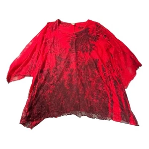 Brittany Black Top Sz 3X Stretch 3/4 Sleeve Lace Overlay Whimsigoth Holiday - Picture 1 of 9