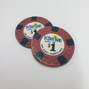 2 fichas de casino de $1 de El San Juan Hotel años 70 - Imagen 1 de 6