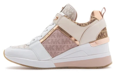 Womens Michael Kors Trainer Georgie Signature Rose Gold Sneakers 8.5 M NEW - Image 1 of 4