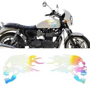 2pcs Skull Flame Stickers PVC Decals for Car Motorcycle Colourful - Picture 1 of 9