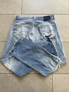 Jeans vintage 501 XX Levis sbiadito stone wash invecchiato denim 34x34 restringenti su misura - Foto 1 di 23