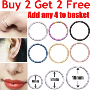 Nose Ring Surgical Steel Lip Nose Rings Daith Tragus Helix Ring Piercing Hoop - Picture 1 of 7