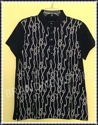 Tommy Hilfiger Mujer PATRÓN AZUL MARINO/BLANCO Polo Manga Corta Grande NUEVO Foto 1 de 2
