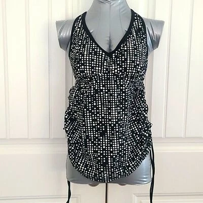 Liz Lang Maternity tankini top size M racerback adjustable side black and white - Image 1 of 4