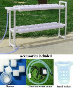 2 Layers Hydroponic 36 Sites Plant Site Grow Kit  PVC Pipes w/Deep Well Pump USA - Picture 1 of 6