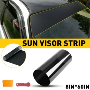 Car Sun Visor Strip Tint Front Film Windshield UV Shade Banner Accessories Black - Picture 1 of 9