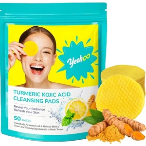 Turmeric Kojic Exfoliating Cleansing Pads for Makeup Removal Face and Body Clean - Picture 1 of 6