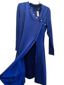 NWT New York & Co. Blouse Front Split Long Sleeve 3/4 Length Women’s L Size 8 - Picture 1 of 8
