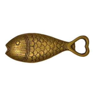 Fish Shape Antique Victorian Repro Handmade Solid Brass Handheld Bottle Opener - Picture 1 of 5
