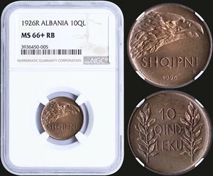 Albania 10 Qind Leku MS66+ NGC Shqipni Monedha Ari Coin - Picture 1 of 1