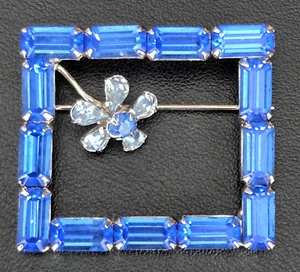 Broche Flor Cristal Azul Artístico Vintage Firmado Años 80 Diseño Geométrico - Imagen 1 de 3