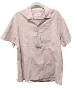 Folk Clothing Healey Linen Blend Button Down Shirt NWT Pink Men's Large Floral - Picture 1 of 16