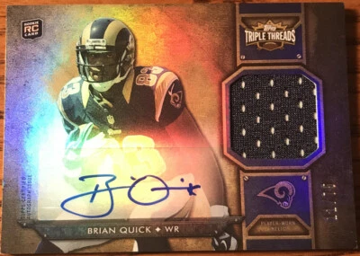 2012 Topps Triple Threads Rookies Autographed Relics Sepia Brian Quick #’d 11/75 - Image 1 of 3
