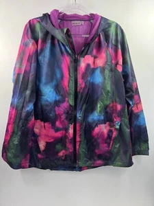 Live Love Dream Pink Blue Green Hooded Zip Windbreaker Women’s Sz XL Lighweight - Picture 1 of 8
