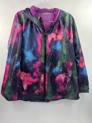 Live Love Dream Pink Blue Green Hooded Zip Windbreaker Women’s Sz XL Lighweight - Image 1 of 4