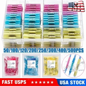 500X Wärmeschrumpf Stoßspleiß Drahtverbinder Isoliert Wasserdicht Crimp Klemmen - Bild 1 von 22