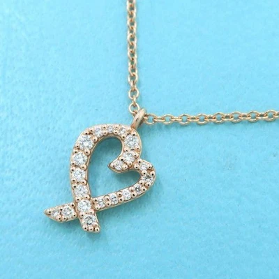 Collar Tiffany & Co. Corazón Amoroso Diamante 750RG 41 cm Longitud Usado [b0903] Foto 1 de 4