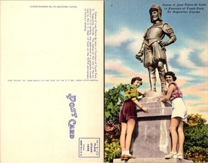 Postal - Estatua de Juan Ponce de León, Parque Juvenil Fuente, San Agustín, FL - Imagen 1 de 1
