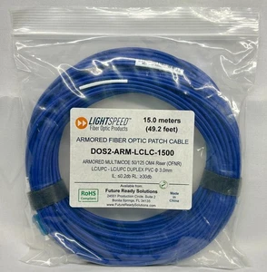 Lightspeed DOS2-ARM-LCLC-1500 Armored Fiber Optic Patch Cable 49.2 ft, NEW - Picture 1 of 2