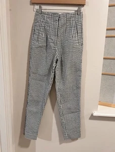 Zara Damen Business Freizeit Hose Gingham schwarz-weiß XS - Bild 1 von 4