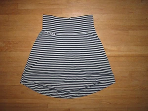 ICEBREAKER Merino Wool Navy Blue + White Striped Allure High-Low Skirt ~ M - Picture 1 of 4