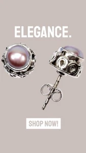 Natural Pearl 6 mm Round Shaped 925 Silver Stud Earring - NEW - Picture 1 of 2