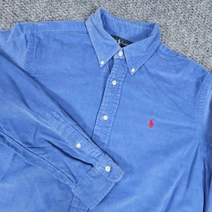 Ralph Lauren Custom Fit Cord Button Down Hemd Langarm Blau Herrenbekleidung - Bild 1 von 7