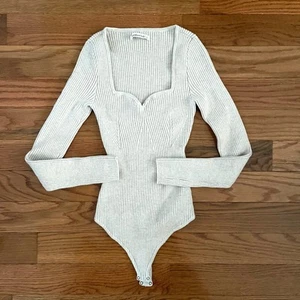 Abercrombie & Fitch Ribbed Bodysuit Womens Small Oatmeal Casual Thick Knit Basic - Picture 1 of 8