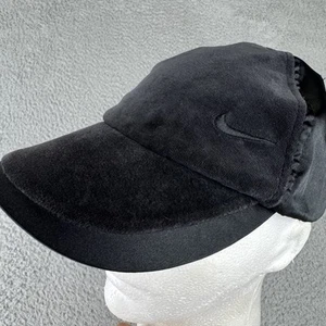 Vintage Nike Hat Cap Black Velvet Valor Strap Back Ladies Womens Y2K Shiny 00s* - Picture 1 of 11