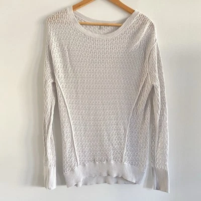 Suéter Halógeno Mujer Pequeño Gris Ligero Tejido Hojas Acanalado Manga Larga Foto 1 de 4