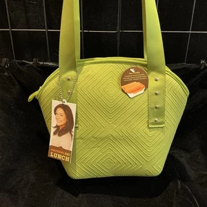 NWT Rachael Ray Insulated Lunch Bag Purse Green Diamond Texture Pattern - Picture 1 of 12