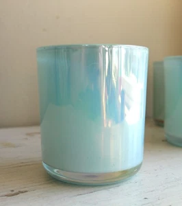 Fairy Core Lusterware Glas Tasse Vase opalisierend mint Kaffee Tee 4,25 hoch - Bild 1 von 11