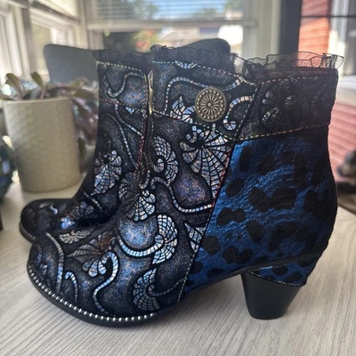 Spring Step L’Artiste Boots 36 Dessa Booties Whimsigoth Iridescent NWOT - Image 1 of 4