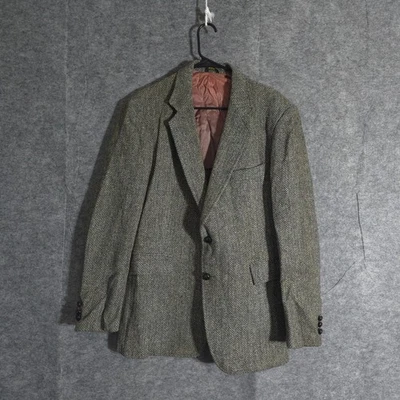 Abrigo deportivo Harris Tweed para hombre 44R gris espiga pura lana Blazer Austin Scott Foto 1 de 4