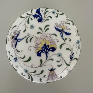 Antica scatola portagioie o portagioie rotonda porcellana inglese Coalport blu e bianca - Foto 1 di 10