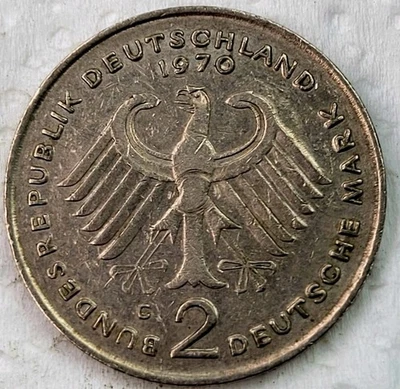 1970-C ALEMANIA 2 MARCOS EN ESTADO (KM# 175) Foto 1 de 2