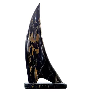 Segel Skulptur aus schwarzem Marmor Portoro Nautical Design Home Decor H 36 cm - Bild 1 von 2