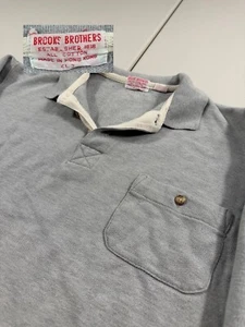 VTG Brooks Brothers Sweatshirt Mens L Cotton Crop Boxy Rugby Polo Preppy 80s 90s - Picture 1 of 10
