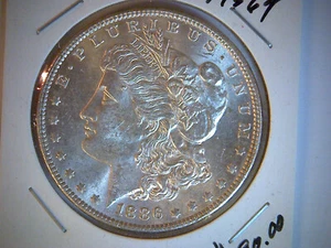 1886-P UNITED STATES MORGAN SILVER DOLLAR, .77344 OUNCE OF SILVER, # 5. - Picture 1 of 2