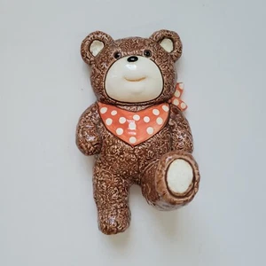 Otagiri Honey Bear Ceramic Wall Hanger Bandana Japan Vintage 1984 Wall Decor - Picture 1 of 11