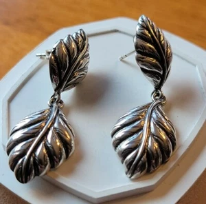 Leaf Sterling Silver Earrings 7.2 Grams - Picture 1 of 3
