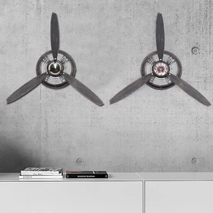 Industrial Ornament Steampunk Aeroplane Propeller Wall Clock Antique Wall Decor - Picture 1 of 36