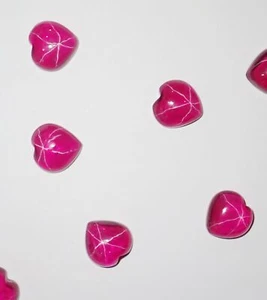 Transparent Star Ruby Heart 10x10 mm Cabochon 6 Rayed Lab-created 8 pieces Lot - Picture 1 of 11