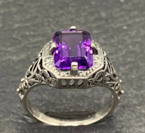 Ring  Amethyst  925er Silber  Antik Style  Gr. 54 - Bild 1 von 12