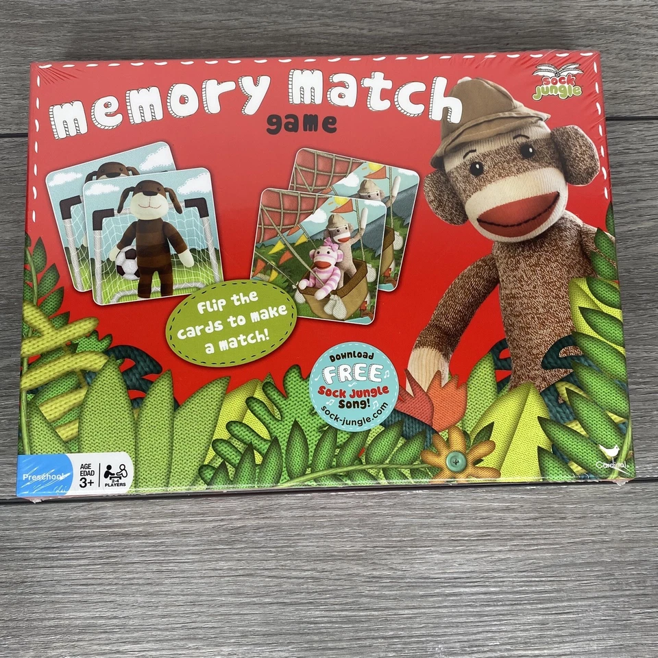 NEW Hard to Find Sock Jungle Memory Match Game Features Sock Monkey - NEW SEALED - Image 1 of 3
