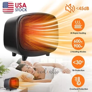 900W Household Mini Air Heater Electric Portable PTC Ceramic Heating Fan Office - Picture 1 of 14